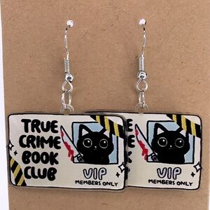 Clear Acrylic Happy Cat Dangle Earrings